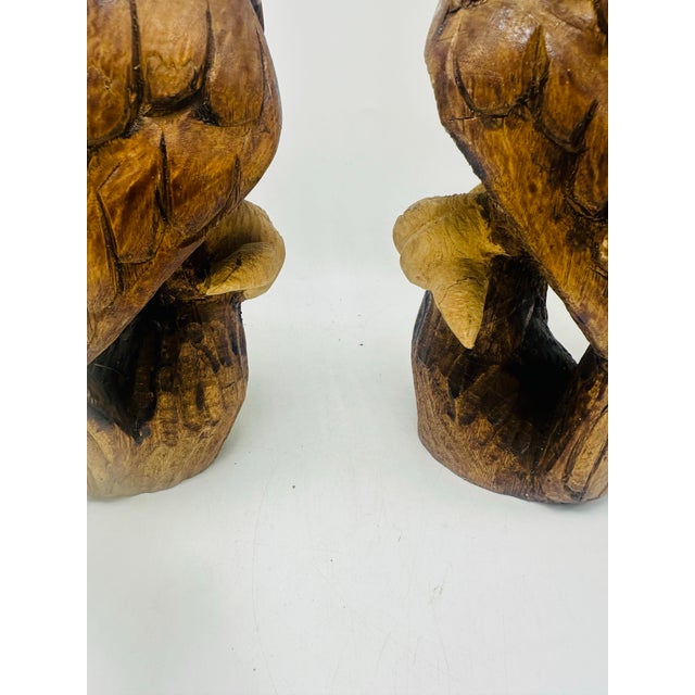 1980s Wooden Eagle Sculptures, a Pair For Sale - Image 5 of 8