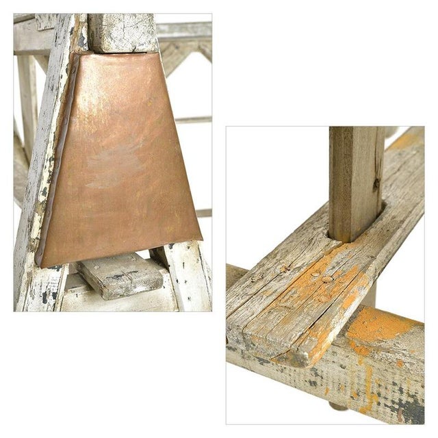 Trestles in Patinated Solid Wood and Copper, Set of 2 For Sale - Image 6 of 8