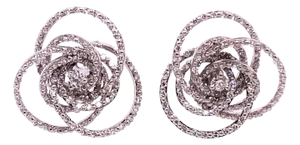 18 Karat White Gold Diamond Flower Swirl Stud Earrings by H2 at Hammerman