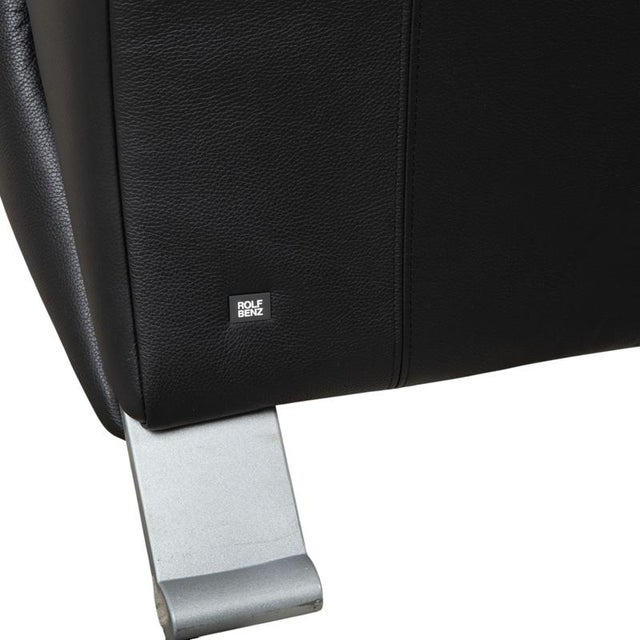 Model 322 2-Seater and 3-Seater Sofas in Black Leather from Rolf Benz, Set of 2 For Sale - Image 10 of 18