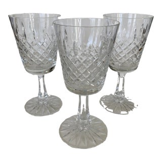 Vintage Clear Cut Crystal Wine Glasses- Set of 3 For Sale