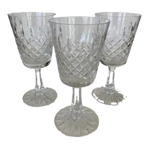 Vintage Clear Cut Crystal Wine Glasses- Set of 3