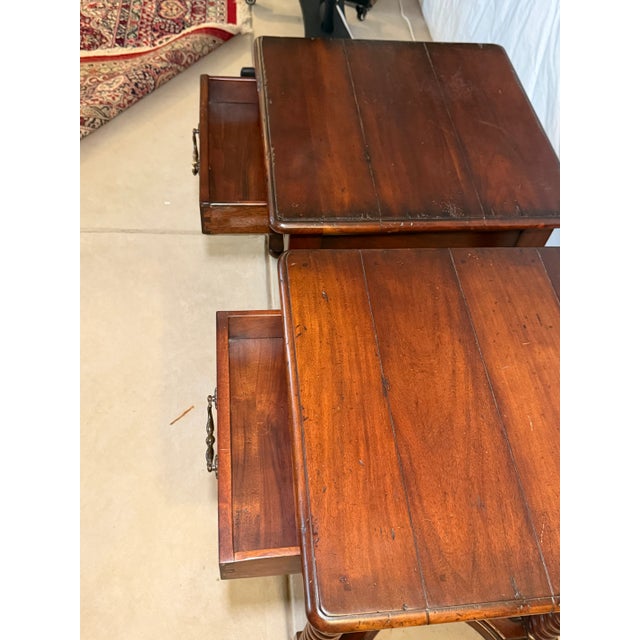Set of 2 Solid Wood Bobbin Spindle Spool Side Tables For Sale - Image 4 of 11