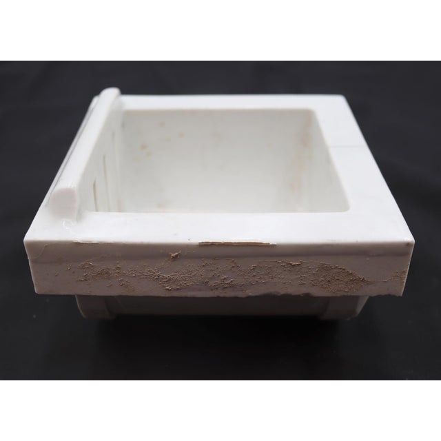 Traditional Vintage Recessed Square White Ceramic Bathroom Soap Dish For Sale - Image 3 of 7
