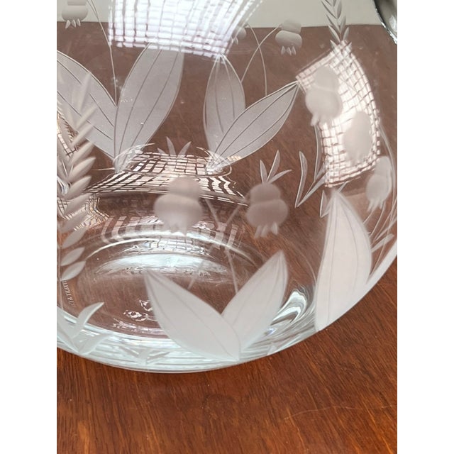 Glass Vintage Tiffany & Co. Etched Crystal Pitcher Featuring a Lily of the Valley Floral Motif For Sale - Image 7 of 9