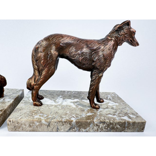 French Art Deco Barzoi Dog Bookends, Circa 1930 For Sale - Image 9 of 12