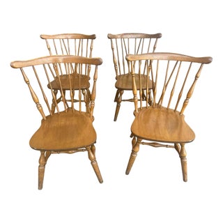 Solid Maple Windsor Duxbury Dining Chairs - Set of 4 - Mid 20th Century For Sale