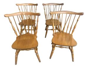 Solid Maple Windsor Duxbury Dining Chairs - Set of 4 - Mid 20th Century