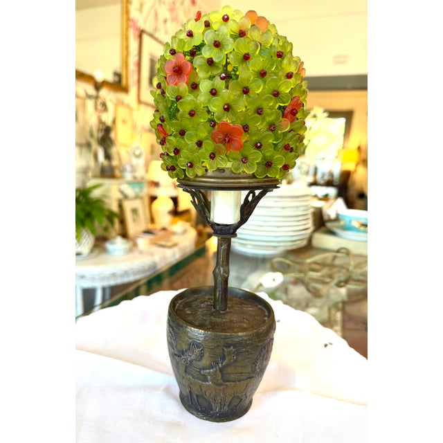 Late 19th Century Art Nouveau German Crystal & Bronze Topiary Lamp For Sale - Image 13 of 15