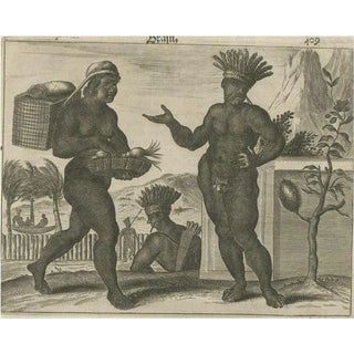 Montanus, Daily Life in Brazil, Copper Engraving, 1673 For Sale