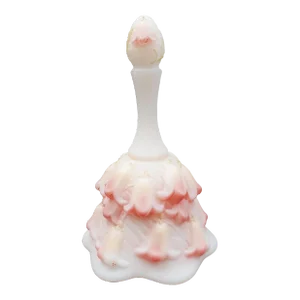 Mid 20th Century Fenton K. Brightbill Signed Pink Satin Lily of the Valley 95th Anniversary Bell