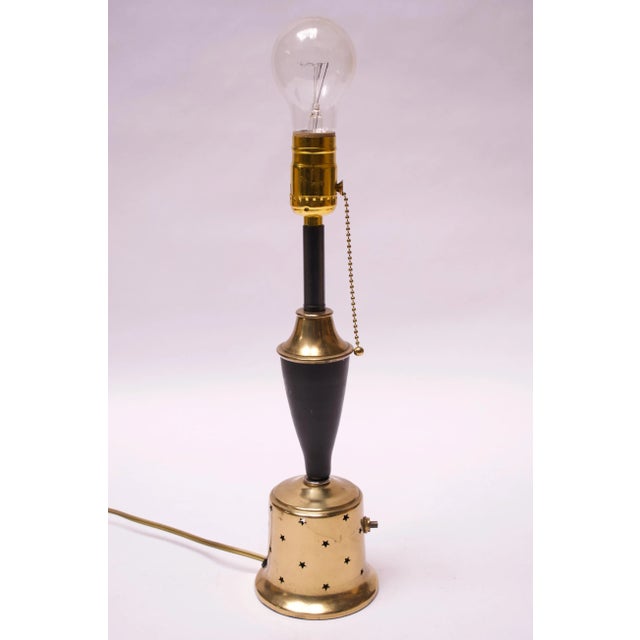 American Modern Brass Table Lamp With Star Perforation Detail For Sale - Image 4 of 11