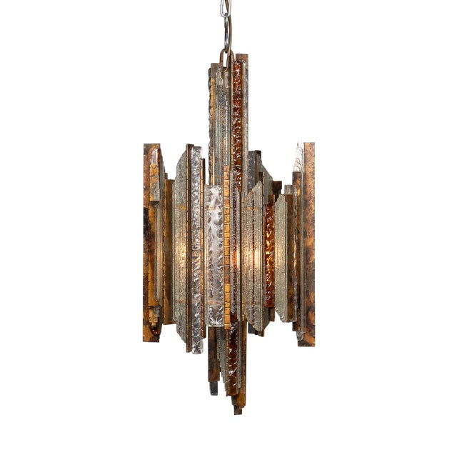 Vintage 20th Century Brutalist Italian Pendant Light by Albano Poli for Poliarte, 1970a For Sale