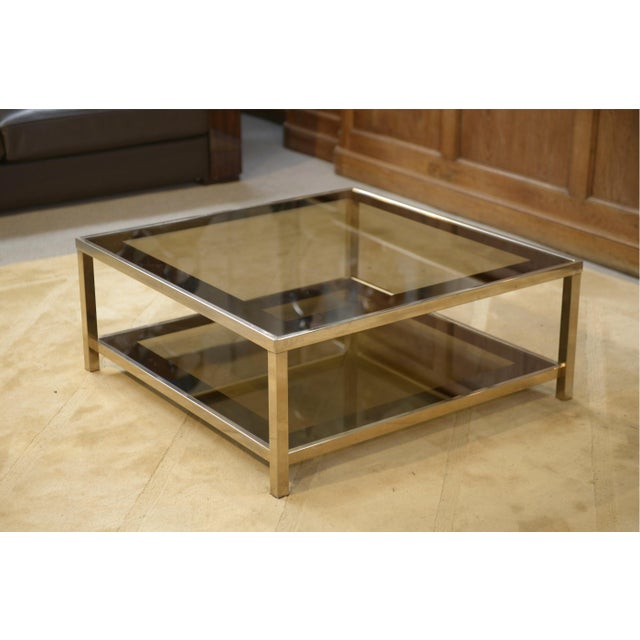 Hollywood Regency Coffee Table in Smoked Glass with Mirrored Frame, 1970s For Sale - Image 10 of 10
