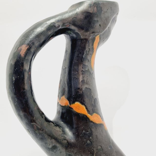 Black Mid-Century Modern Studio Ceramic Vase from Mónika Laborcz, 1960s For Sale - Image 8 of 13