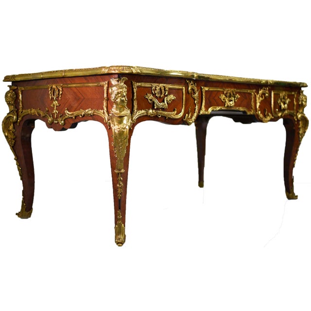 Late 19th Century Louis XV Style Gilt Bronze-Mounted Kingwood Bureau Plat Desk For Sale - Image 16 of 17