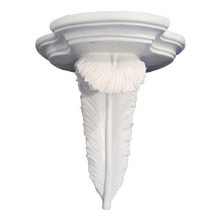 Large Resin Palm Beach Regency Gloss White Banana Leaf Wall Sconce Shelf For Sale