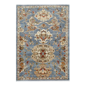 21st Century Afghan Wool Sultanabad 4x6 Slate Blue, Ivory, & Rust Handmade Area Rug #1143469