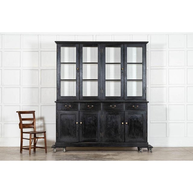 Large English Ebonised Glazed Pine Dresser, 1880s For Sale - Image 4 of 13