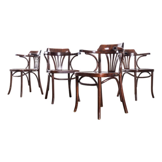 Vintage Dark Walnut Fanback Armchair by Sellaton, 1980s, Set of 4 For Sale