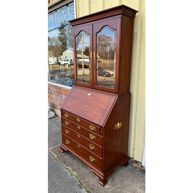 Brown Late 20th Century Henkel Harris Cherry Hancock Secretary Bookcase For Sale - Image 8 of 11