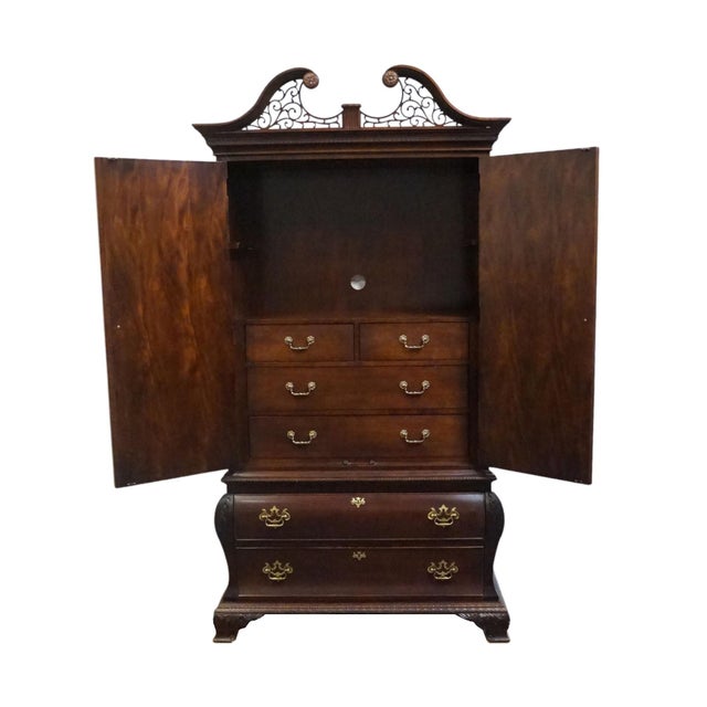 Century Furniture Century Furniture Flame Mahogany Traditional Style 47" Bombay Clothing Armoire / Media Cabinet For Sale - Image 4 of 12