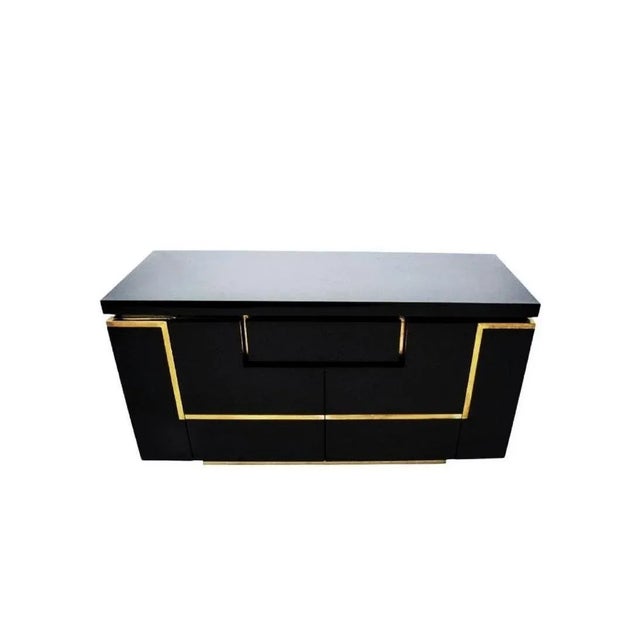 Black Lacquered Commodes with Brass Trim by Jean Claude Mahey - A Pair For Sale - Image 10 of 13
