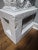 White Vintage Neoclassical Egyptian Revival Sandstone Sphinx Pedestal Console Table For Sale - Image 8 of 9