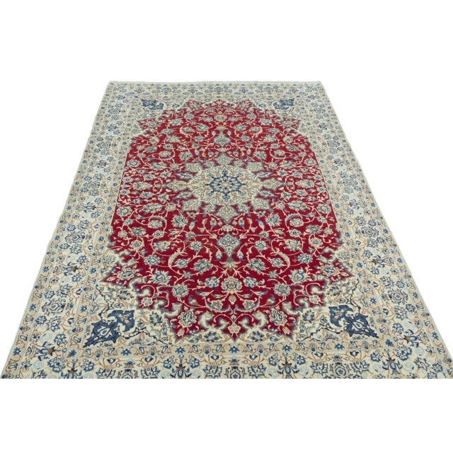 Hand-Knotted Nain 9LA Oriental Rug with Silk Content ​ For Sale - Image 4 of 13