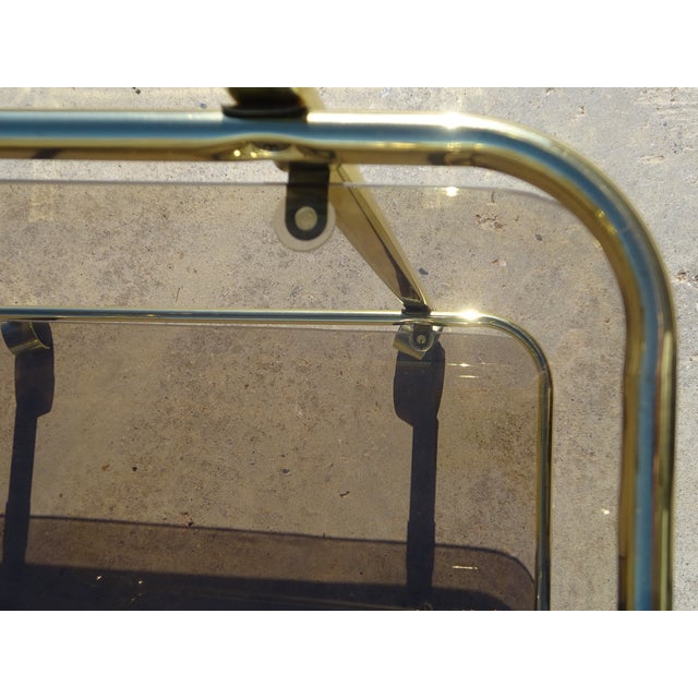 Gold Rolling Serving Cart in Gilded Metal and Glass, 1980s For Sale - Image 8 of 18