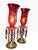 1960s Vintage Hollywood Regency Red Glass & Crystal Prism Boudoir Lamps, Pair For Sale - Image 5 of 8