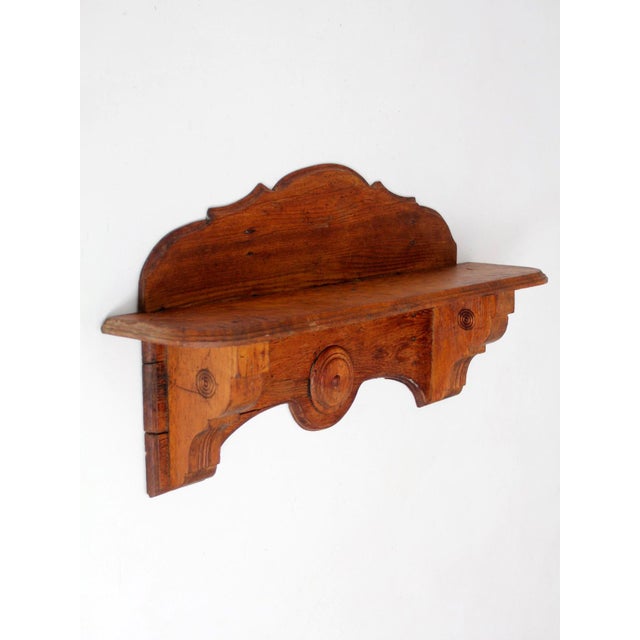 Antique Folk Art Carved Wood Wall Shelf For Sale - Image 11 of 16