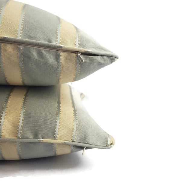 Kravet Couture Dotted Stripe in Spa With Self-Welt Pillow Cover For Sale In Portland, OR - Image 6 of 7