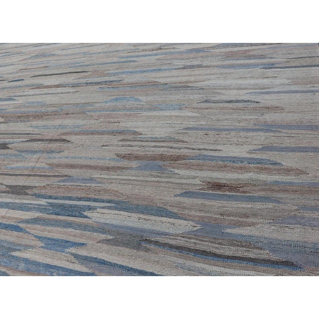 Textile Hand Woven Diamond Modern Kilim Geometric by Keivan Woven Arts 8'10 X 11'10 For Sale - Image 7 of 13