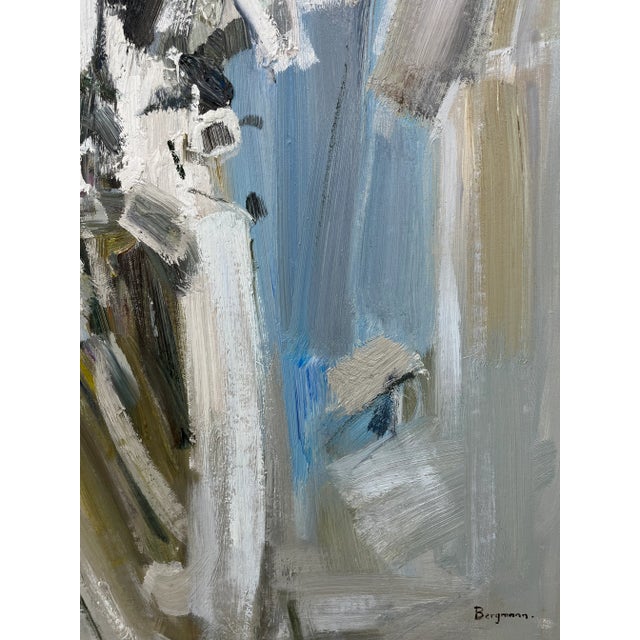 Gray Contemporary Abstract Floral Original Oil Painting, 36" X 36" For Sale - Image 8 of 12
