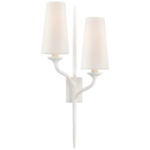 Julie Neill for Visual Comfort Signature Iberia Double Left Sconce in Plaster White with Linen Shades