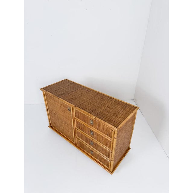 Mid-Century Italian Bamboo, Rattan and Cane Cabinet with Drawers by Dal Vera, 1970 For Sale - Image 11 of 18