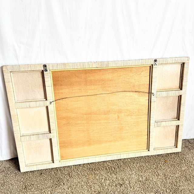 Wood Boho Chic White Washed Wrapped Wicker Mirror For Sale - Image 7 of 8