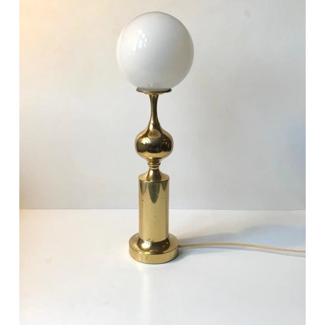 Gold Danish Opaline Glass and Brass Table Lamp from ABO, 1970s For Sale - Image 8 of 8