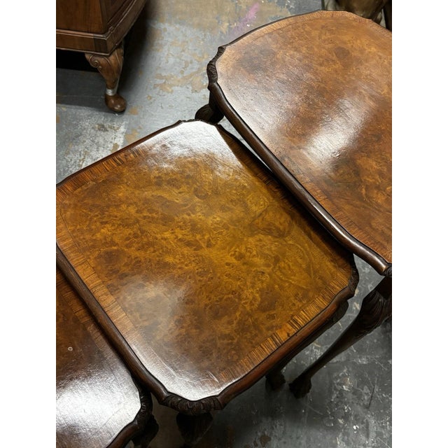 Vintage Walnut Nesting Tables, 1920s, Set of 3 For Sale - Image 15 of 18