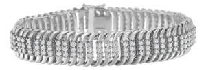 14K White Gold 5.0 Cttw Round Brilliant Cut Diamond 7" S Wave Serpentine Tennis Bracelet