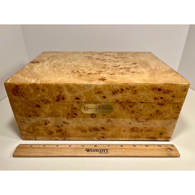 Cuervo Y Sobrinos Swiss-Made Polished Maple Wood Watch & Cigar Presentation Box For Sale - Image 11 of 13