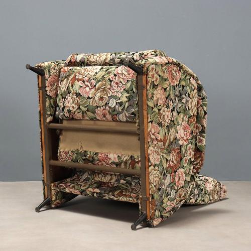 Vintage Reclining Armchair in and Fabric Metal, 1960s For Sale - Image 9 of 11