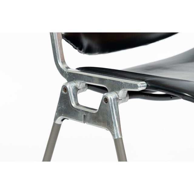 Six Mid Century Italian DSC 106 Leather Stacking Chairs by Giancarlo Piretti for Castelli, 1980s For Sale - Image 12 of 16