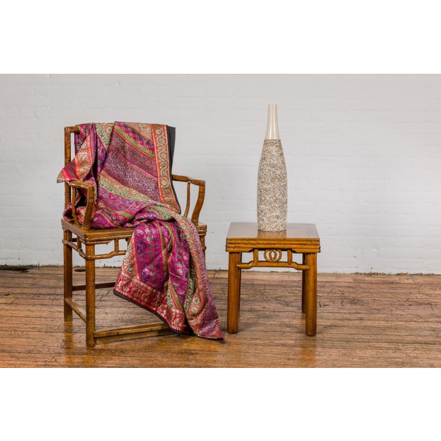 Contemporary Earthy Brown and Cream Ceramic Vase with Energetic Dripping Décor For Sale - Image 3 of 12