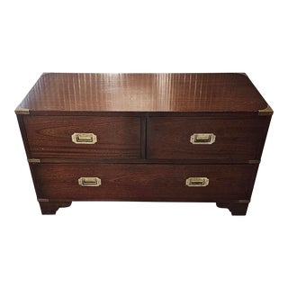 Mid 20th Century Vintage Campaign Style Low Chest For Sale