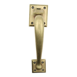 Vintage 9.25 In. Polished Brass Thumb Latch Door Pull Handle For Sale