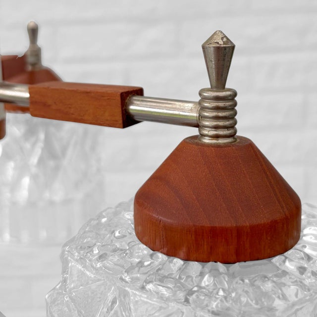 Scandinavian Ceiling Lamp in Teak with Chrome Steel and Glass, Sweden, 1950s For Sale - Image 6 of 10