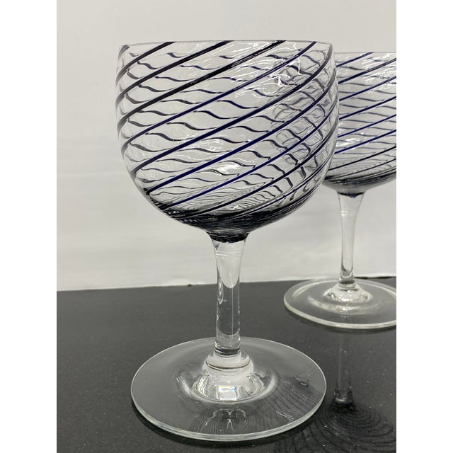 Vintage Hand Blown Wine Glasses - Set of 4 For Sale In Detroit - Image 6 of 13