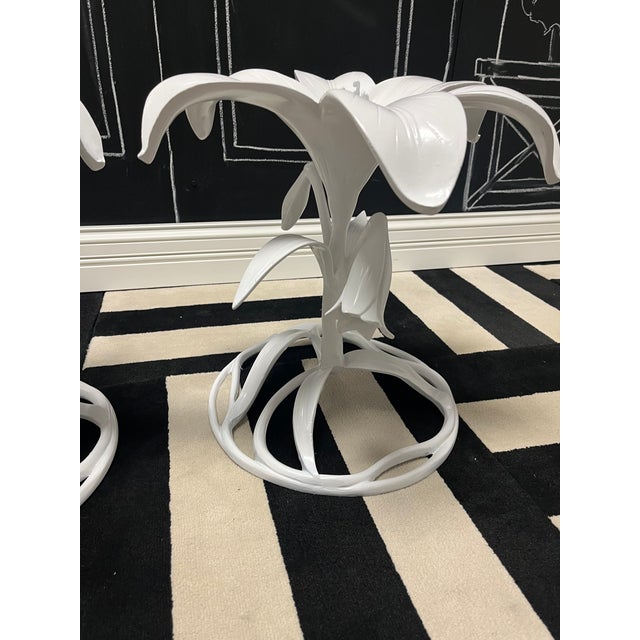Arthur Court Pair of Vintage Regency Attributed to Arthur Court Lily Side Table Pedestals For Sale - Image 4 of 9